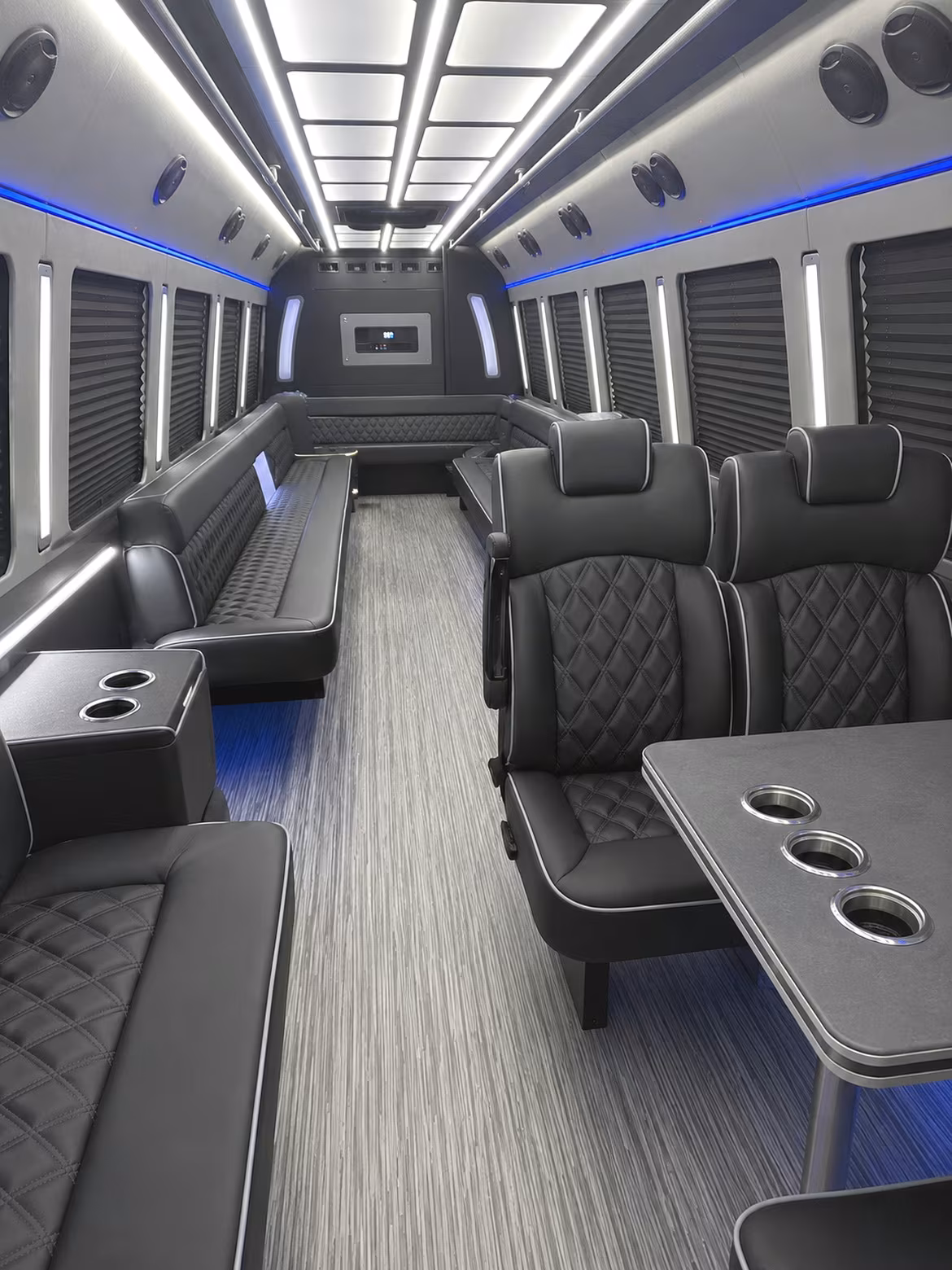 texas city 25 passenger party bus inside