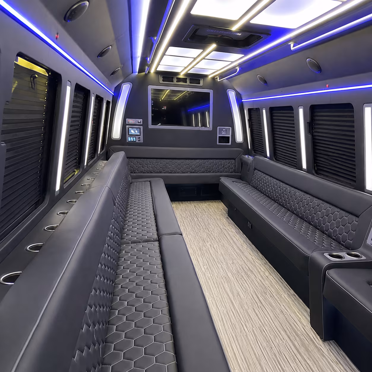 texas city 40 passenger party bus inside