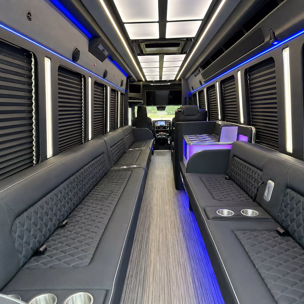 texas city party bus rental interior